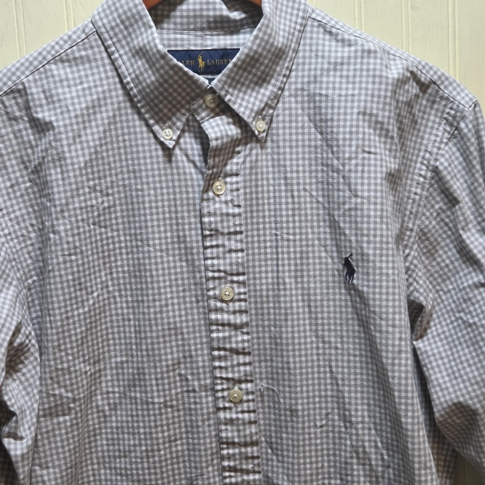 Ralph Lauren Shirt Mens Large Gray Check Long Sleeve Button Down‎ Classic Fit